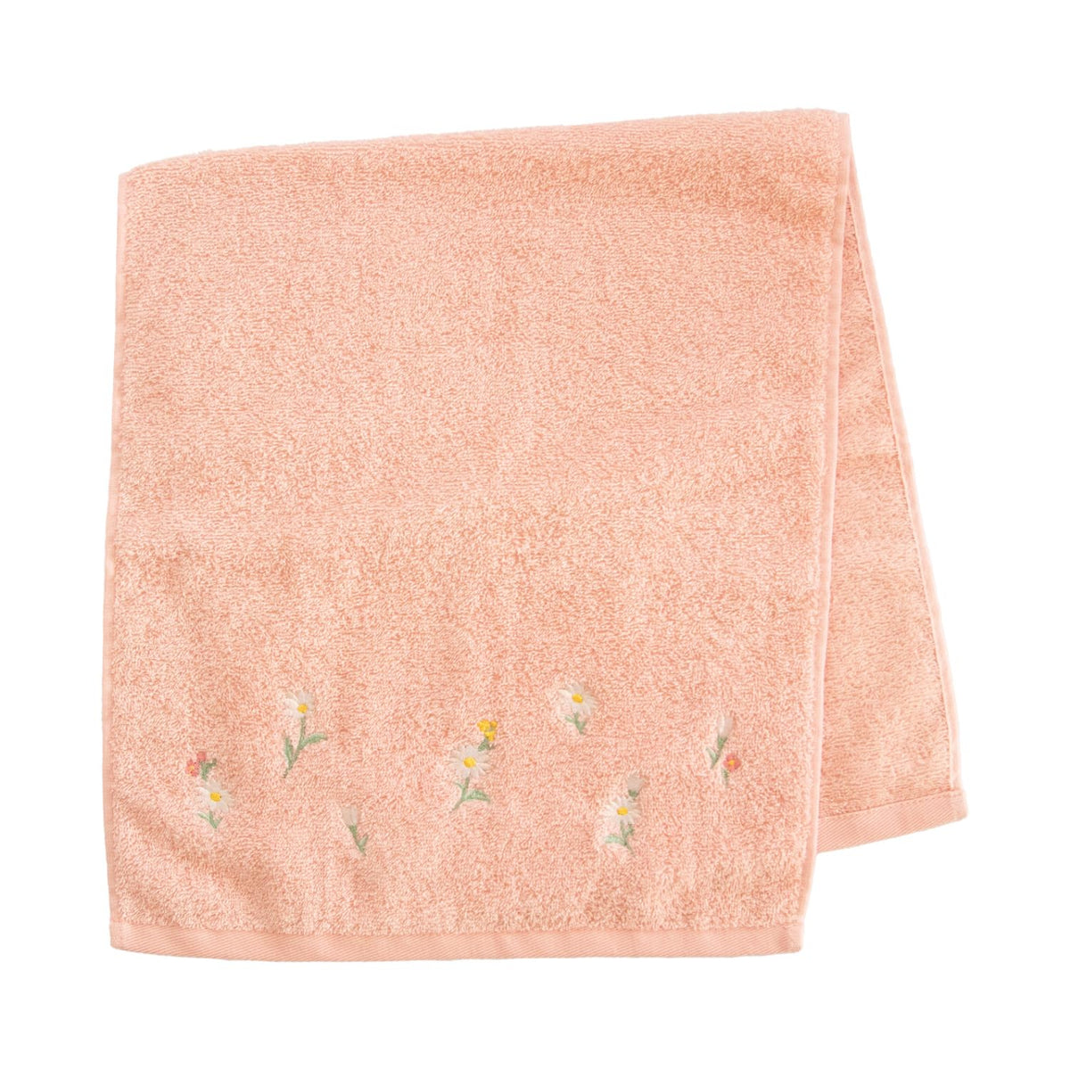 OKA Fleur Blanc Towel Feminine Floral Design 77cm x 34cm Pink