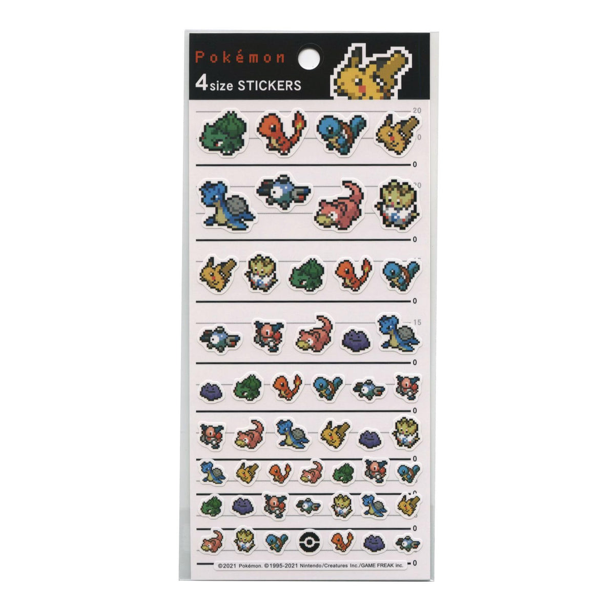 Kamiojapan Pocket Monster Pikachu Pixel Art Stickers Set of 4