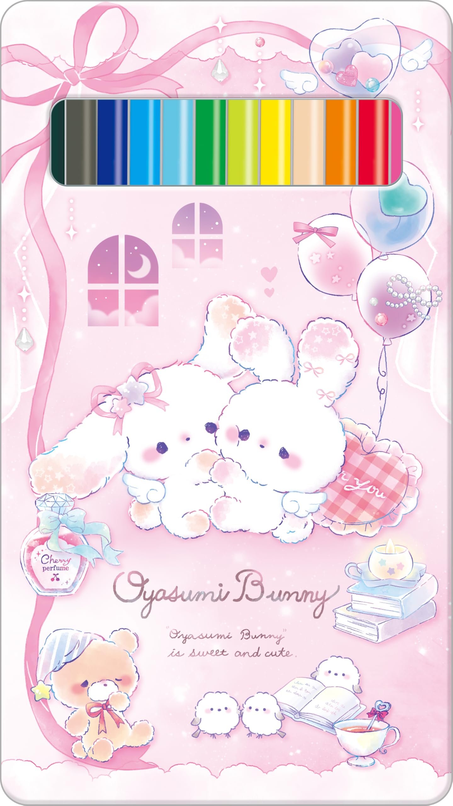 Kururi Colored Pencils 12 Colors Sleepy Bunny Design