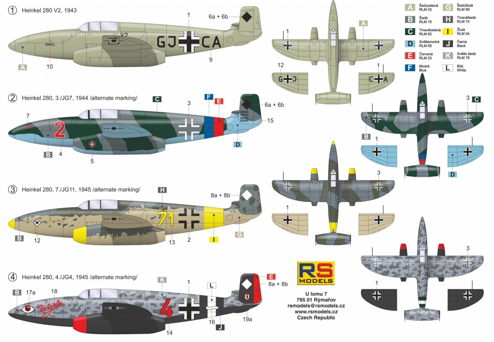 RSModel 1/72 Scale Heinkel He-280 V2 Plastic Model Kit