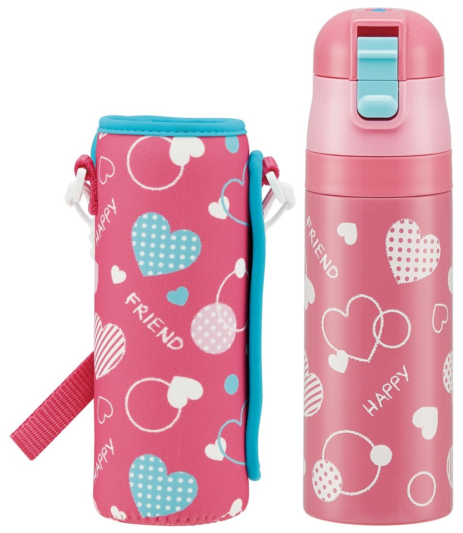 Skater Kids Water Bottle with Heart Polka Dots 470ml
