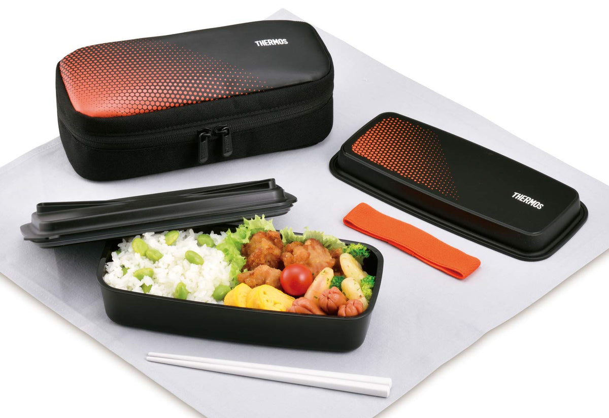 THERMOS Fresh Lunch Box 600ml Black Orange for Japanese Meals