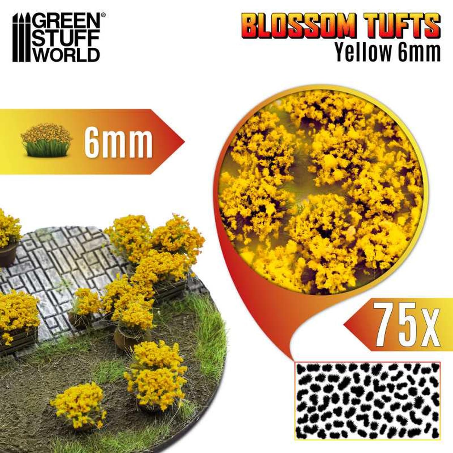 Green Stuff World Diorama Material Full Bloom Yellow 6mm for Hobby Projects