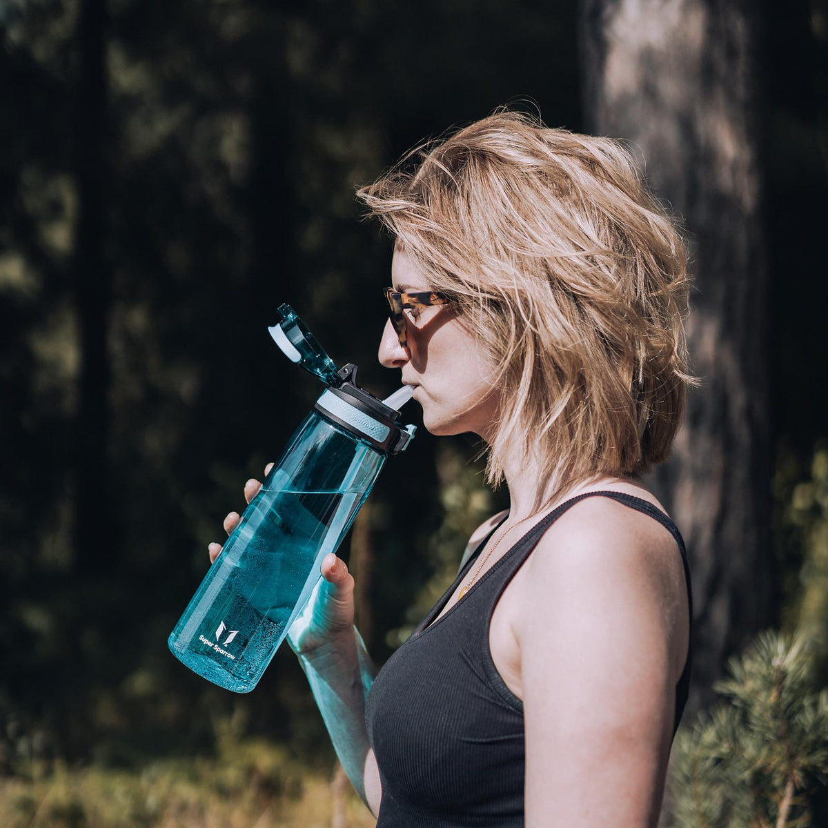 Super Sparrow Water Bottle 750ml BPA-Free with Straw