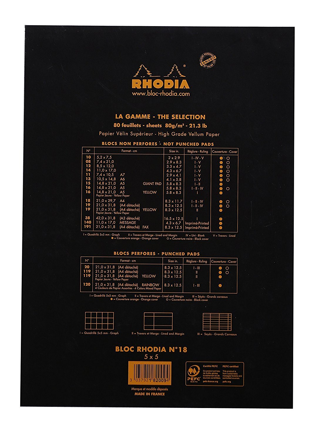 RHODIA No.18 Black Block Notepad Perfect for Everyday Use
