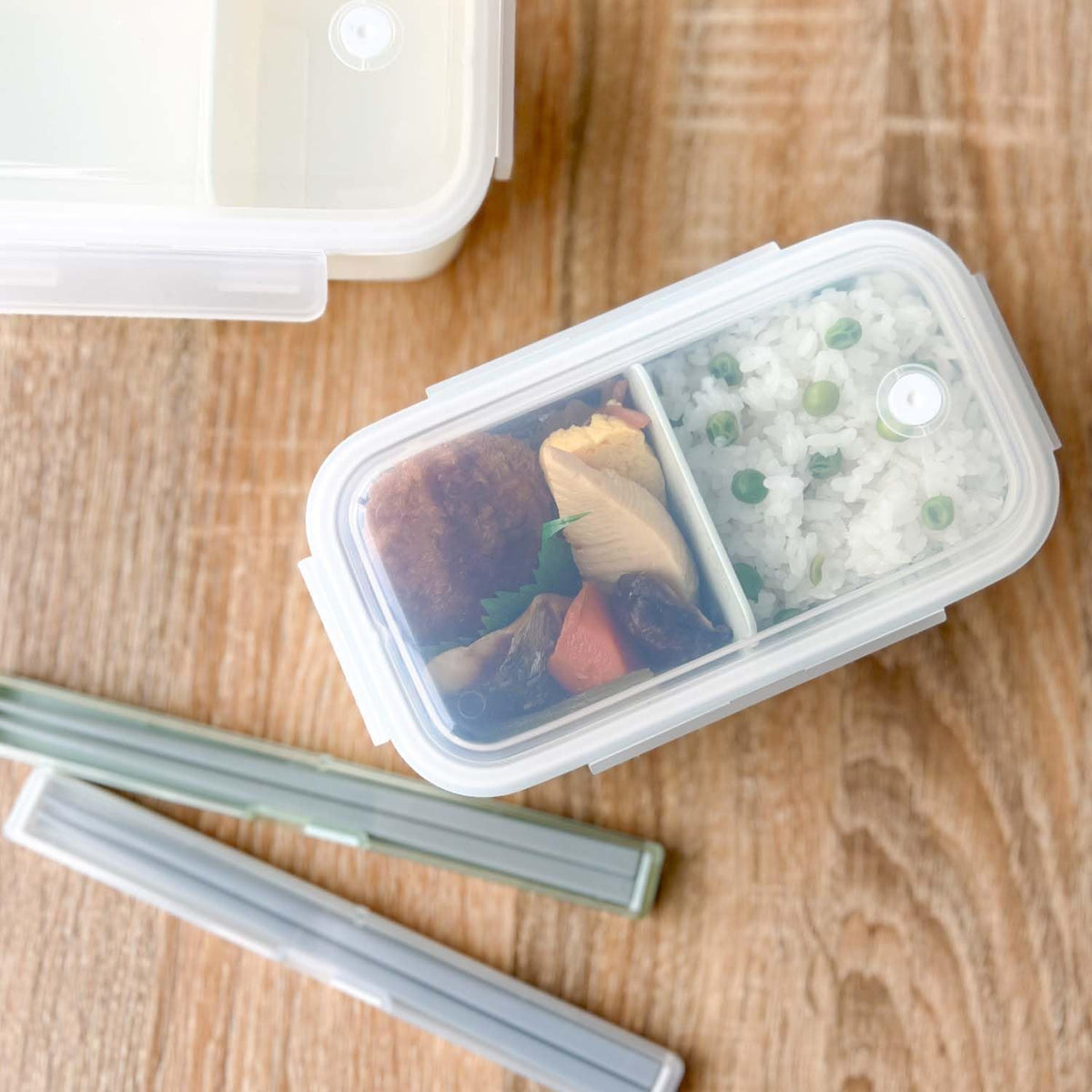 OSK Pale Color Lunch Box Green with Compartments Dishwasher Safe