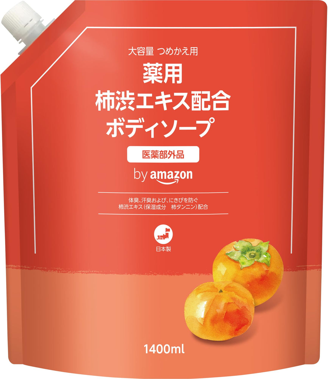 by Amazon Body Soap with Persimmon Extract 1400ml for Gentle Cleansing