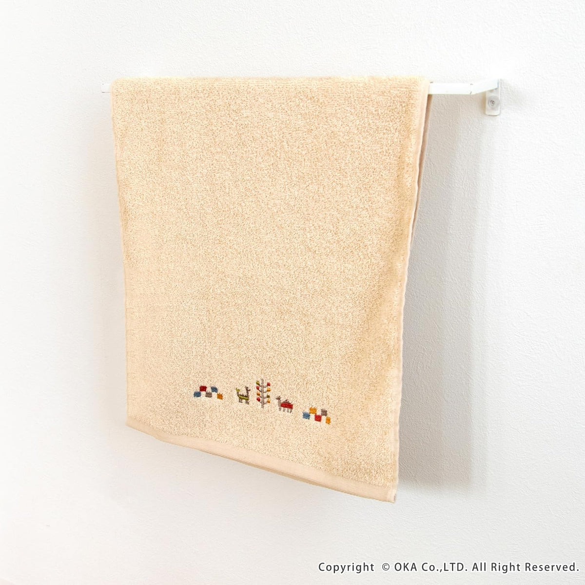 OKA Sierra Towel Soft Beige Face Towel 77cm x 34cm