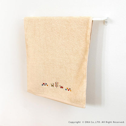 OKA Sierra Towel Soft Beige Face Towel 77cm x 34cm