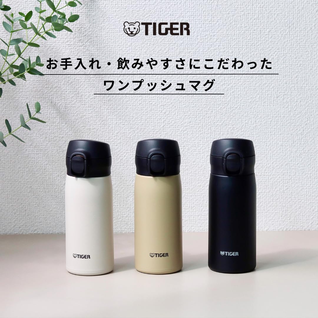 TIGER Stainless Steel Water Bottle 350ml with One-Push Design