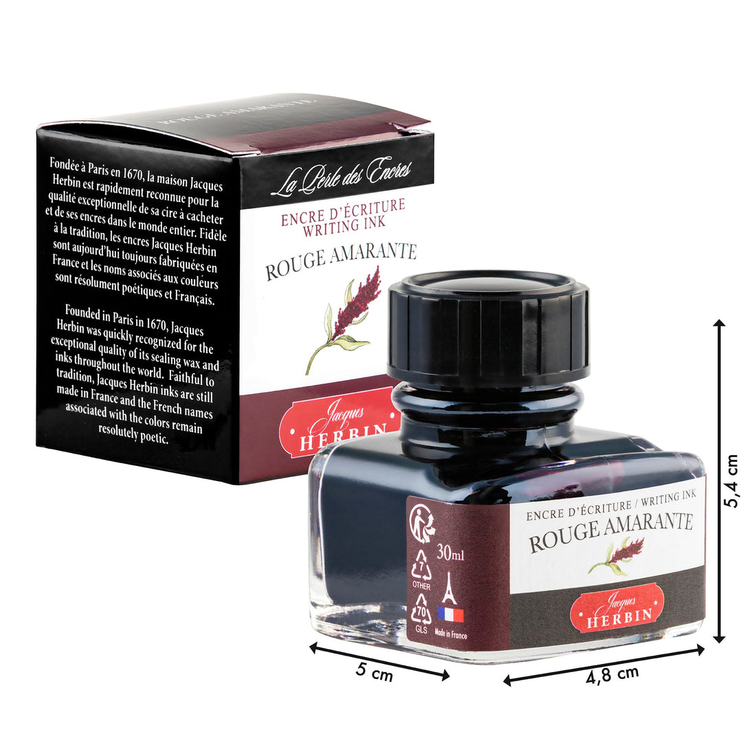Jacques Herbin Traditional Ink Amaranth Red 30ml for Fountain Pens