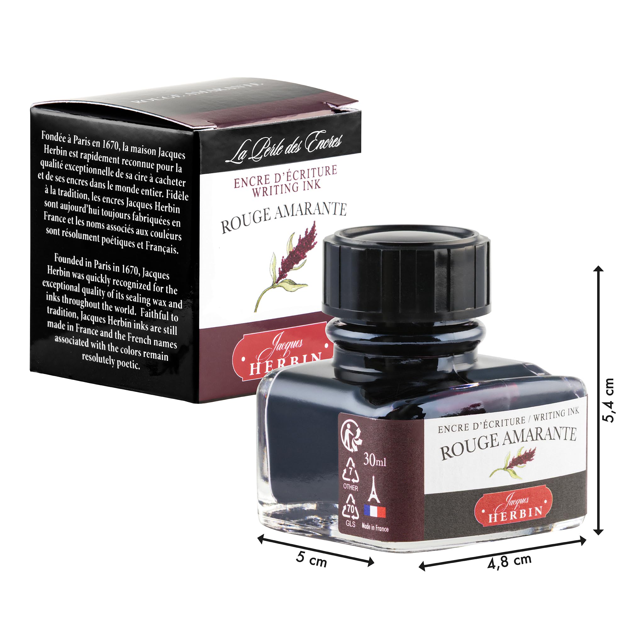 Jacques Herbin Traditional Ink Amaranth Red 30ml for Fountain Pens