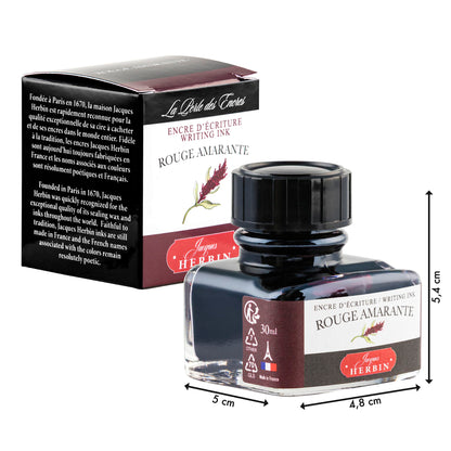 Jacques Herbin Traditional Ink Amaranth Red 30ml for Fountain Pens