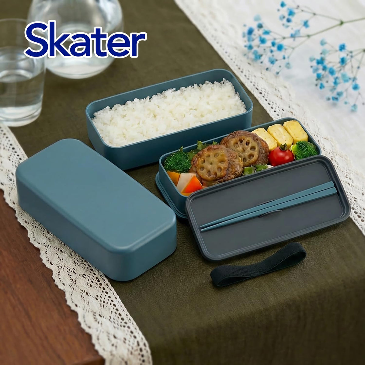 Skater Biomass Lunch Box with Chopsticks 1000ml Large Capacity