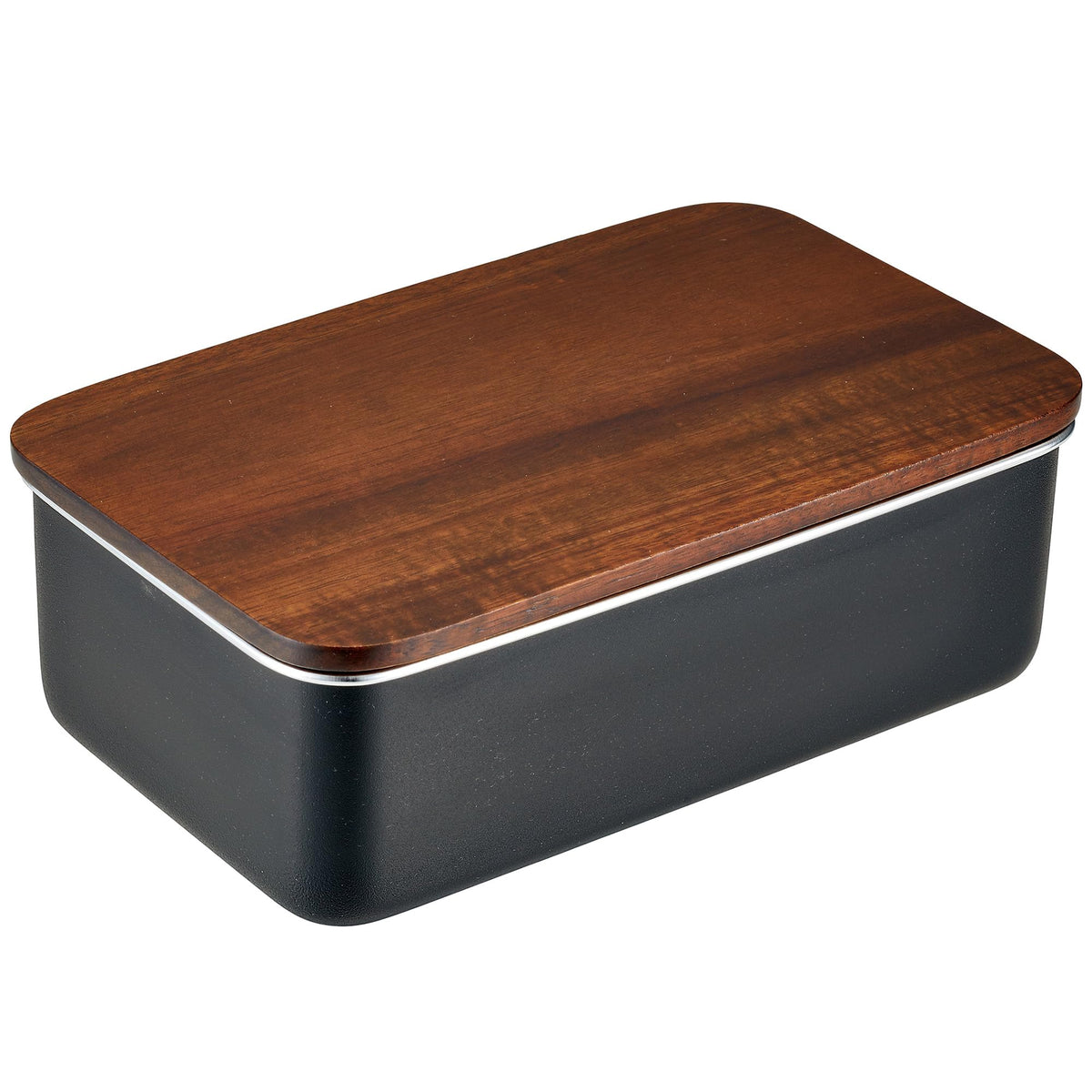 nonoji Stainless Steel Lunch Box Rectangle with Natural Wood Lid
