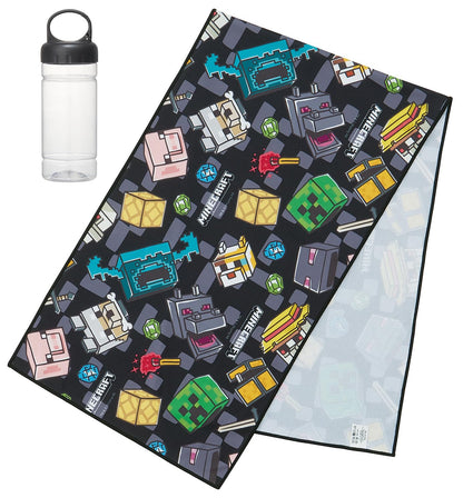 Skater Cooling Towel with Case for Boys 30x100cm Minecraft Design