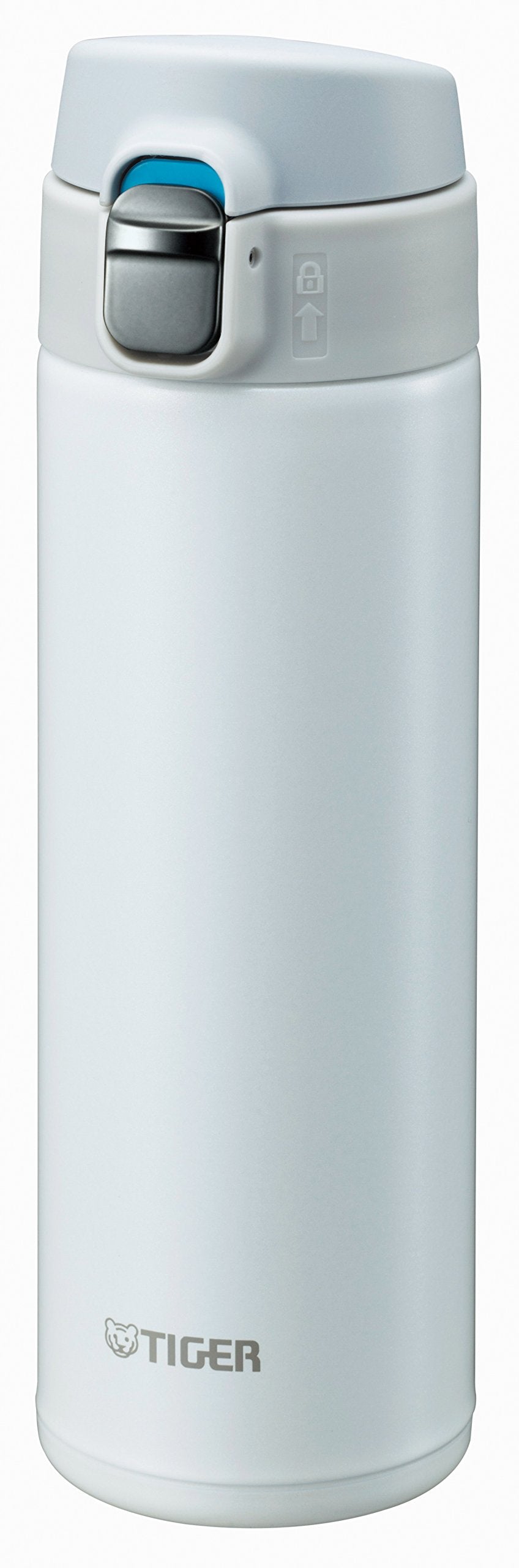 TIGER Stainless Steel Water Bottle 480ml One-Push Design White