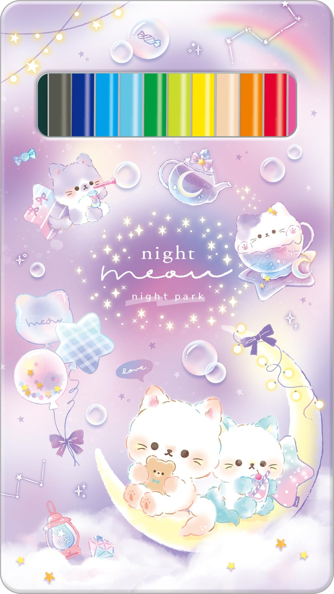 Kurie Color Pencils 12 Colors Night Meow Set
