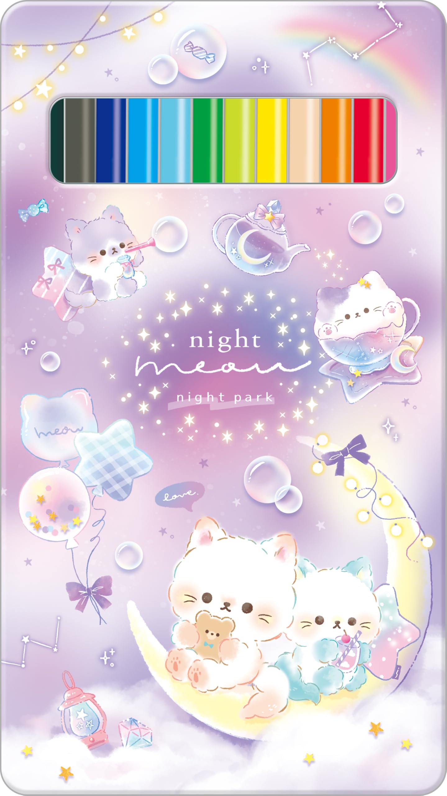 Kurie Color Pencils 12 Colors Night Meow Set
