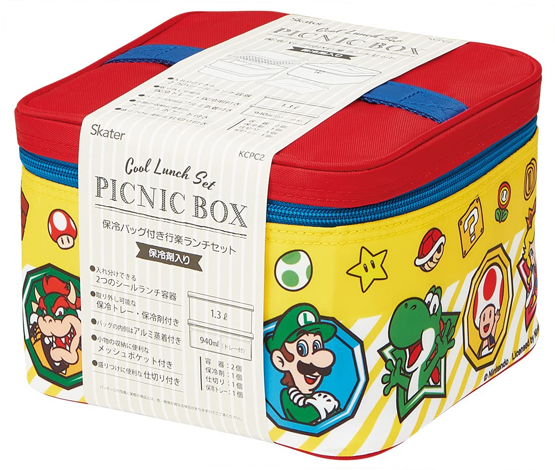 Skater Super Mario Lunch Box with Insulated Bag 2240ml