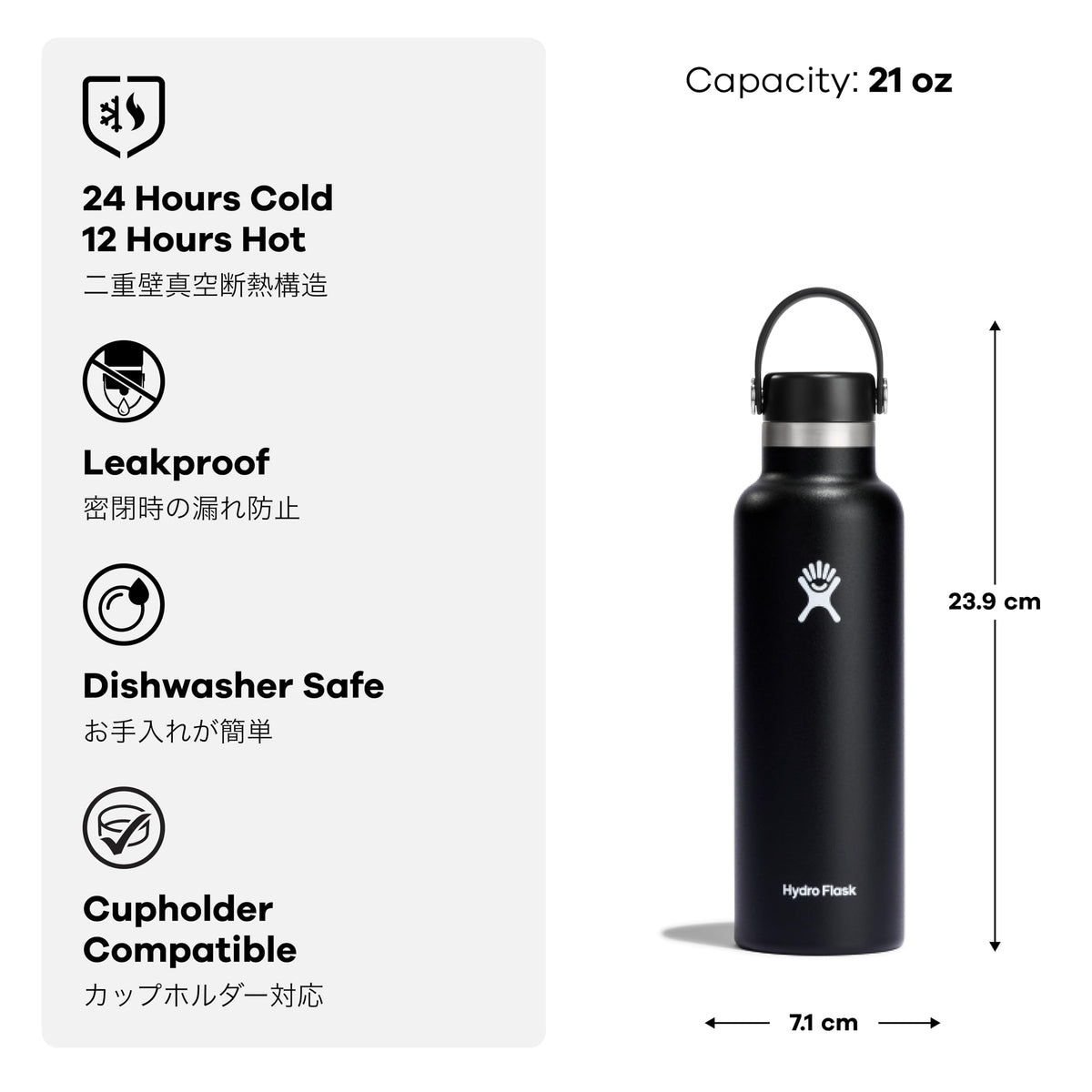 Hydro Flask Standard Mouth 21oz Water Bottle for Hydration On-the-Go