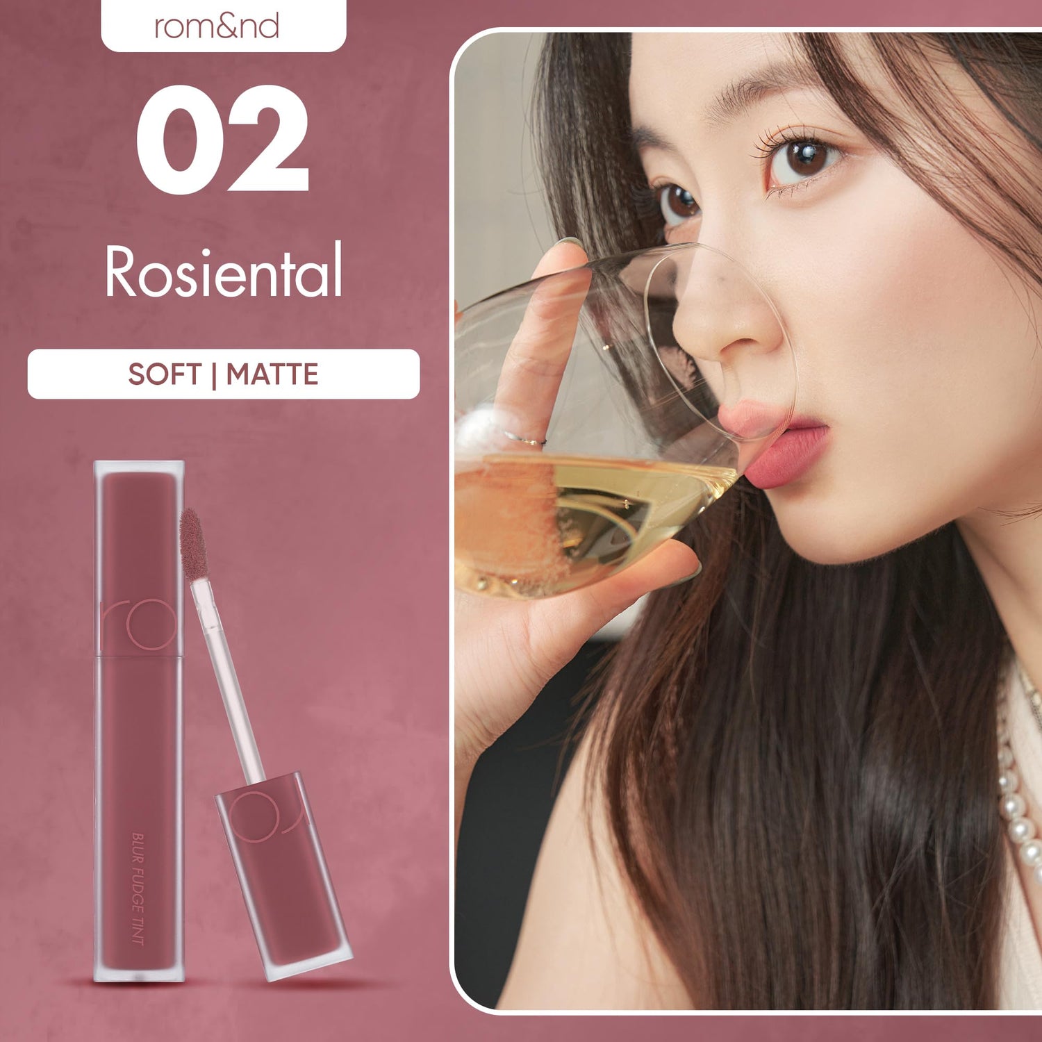 rom&amp;nd BLUR FUDGE TINT 02 ROSIENTAL Lightweight Lip Tint