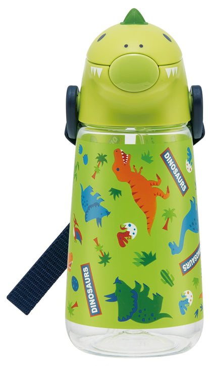 Skater Dinosaur Design Straw Bottle 420ml for Kids