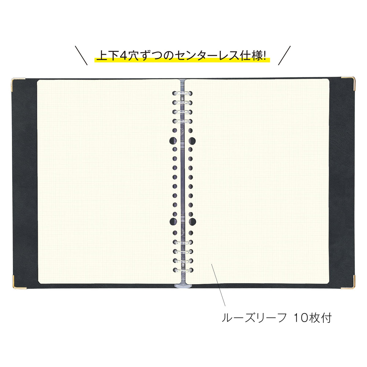 Kleid A5 2mm Graph Paper Binder Notebook Charcoal