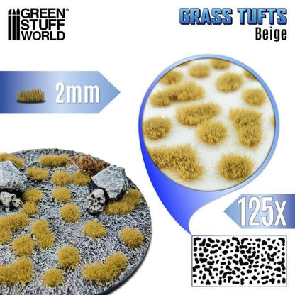 Green Stuff World Grass Tufts 2mm Beige for Model Scenery
