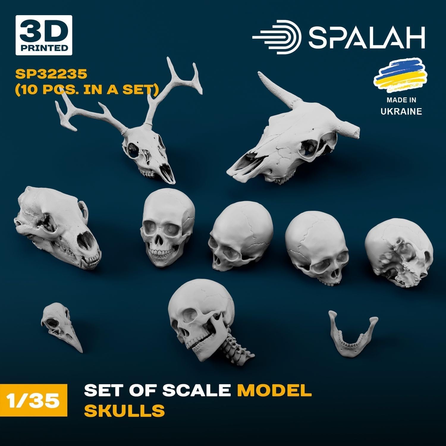 Spalah 1/35 Skull Set of 10 for Scale Models and Collectibles