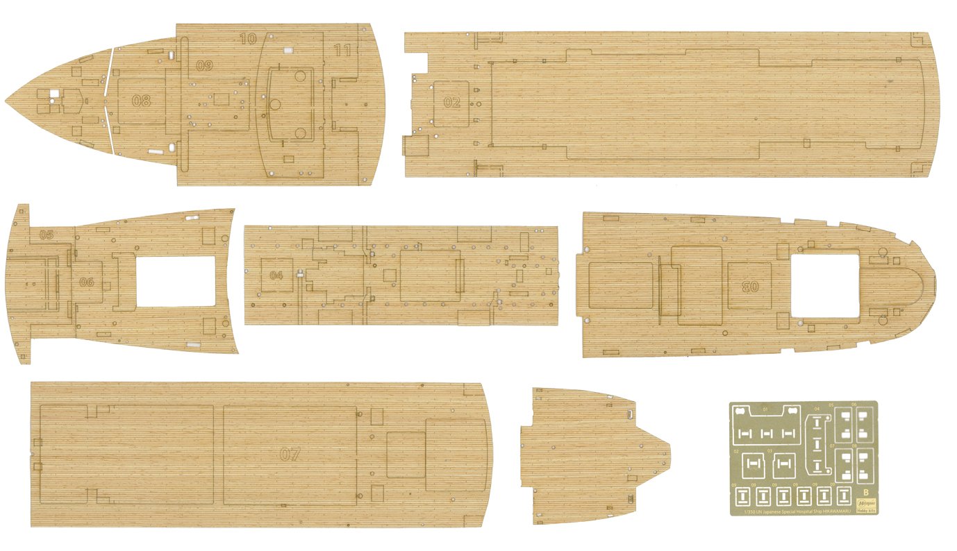 Hasegawa 1/350 Hikawa Maru Wooden Deck Parts for Model Kits