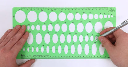 Shinwa Sokutei Oval Template Ruler for Precision Measurement