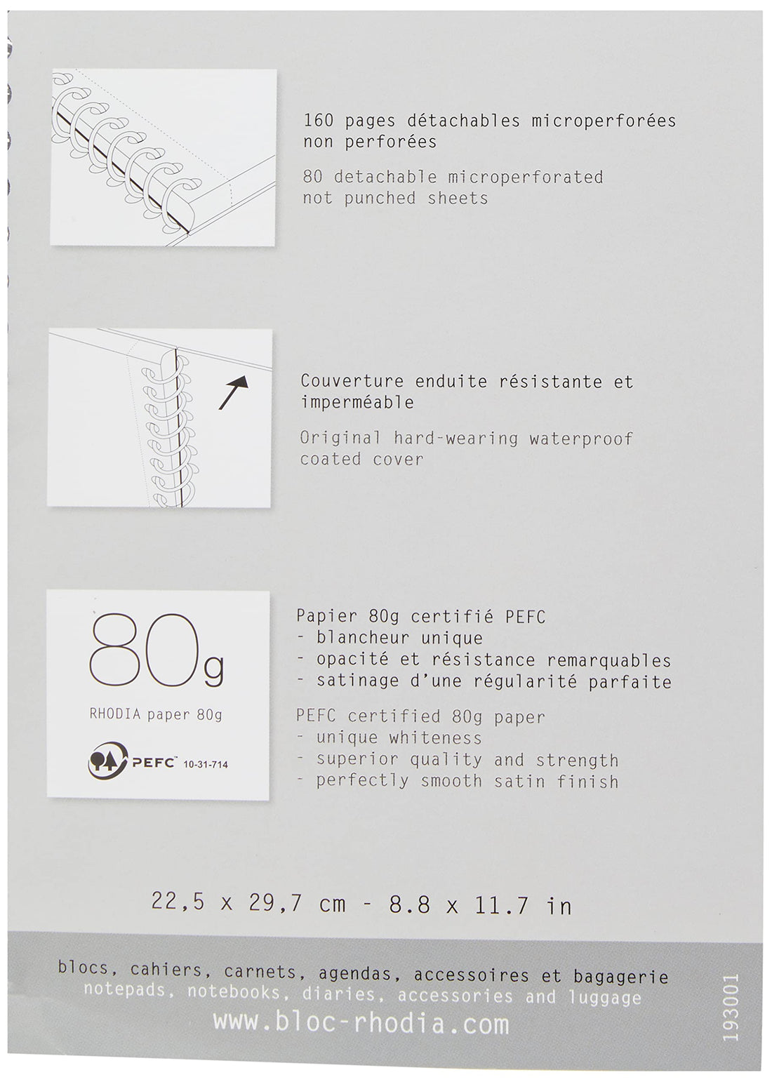RHODIA Double Ring Notebook A4 Classic, 160 Pages, Ruled, Perforated, White