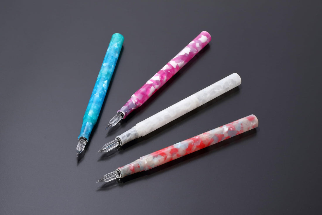 Teranishi Chemical Guitar Glass Pen Aurora Long Cap Jelly Pink