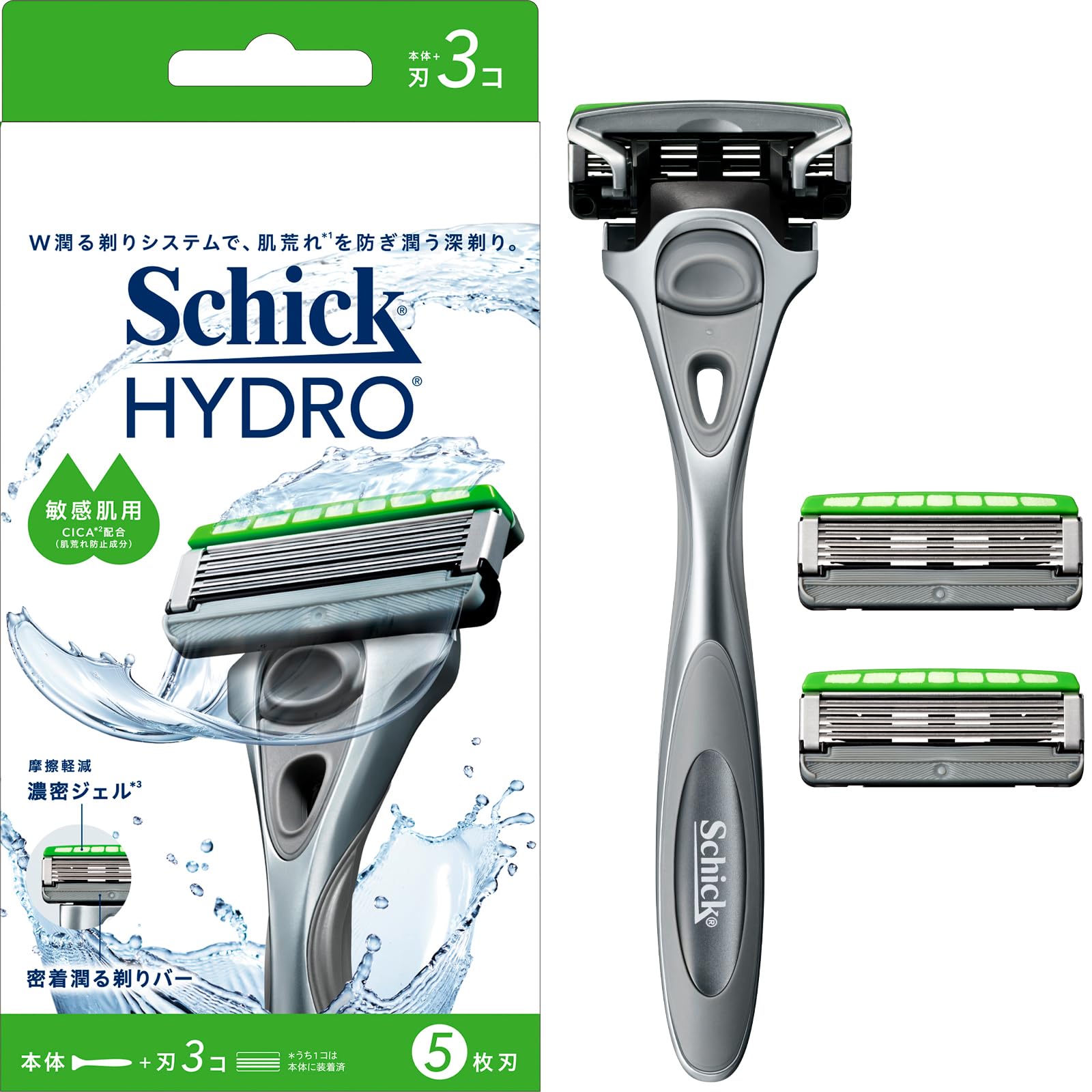 Schick Hydro Sensitive Skin Razor Holder with 3 Blades for Men