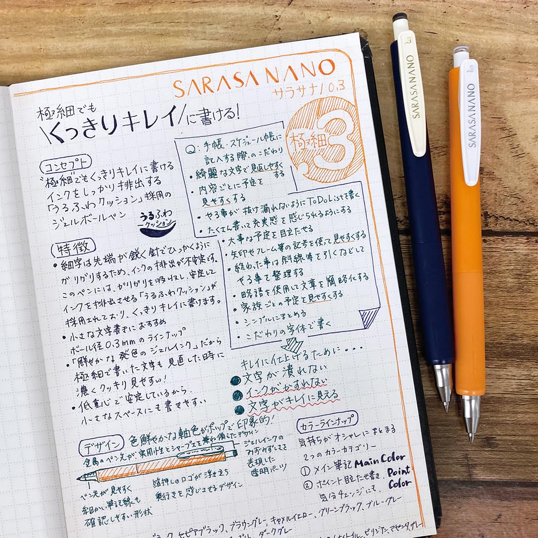 ZEBRA Sarasa Nano Gel Pen Set 0.3mm 5 Colors