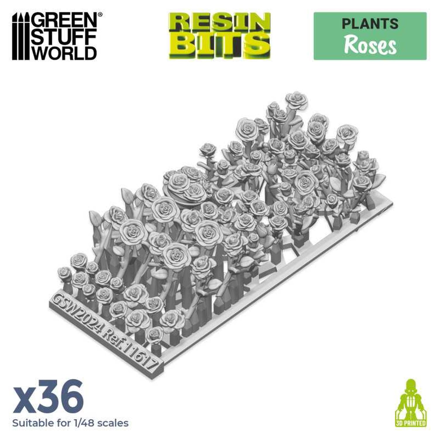 Green Stuff World Non-Scale 3D Printed Rose Model Kit
