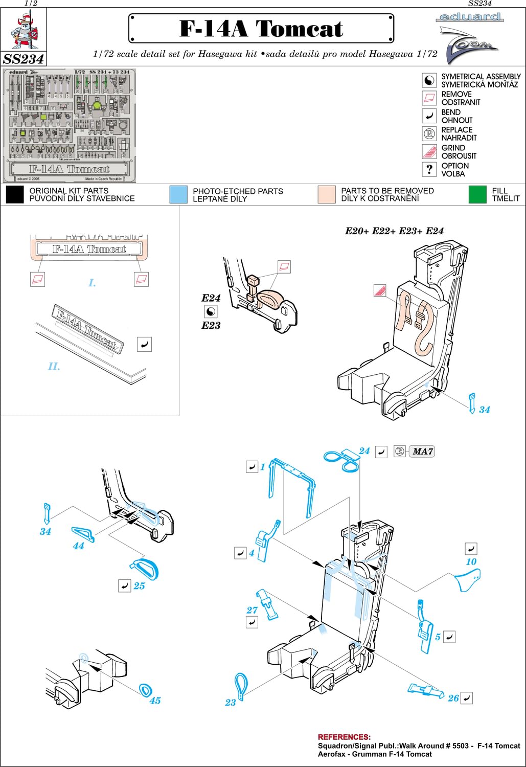 Eduard 1/72 F-14A Zoom Series Etching Parts for Hasegawa Models