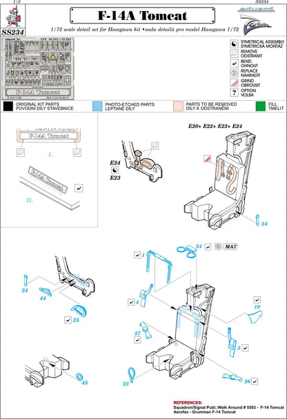 Eduard 1/72 F-14A Zoom Series Etching Parts for Hasegawa Models
