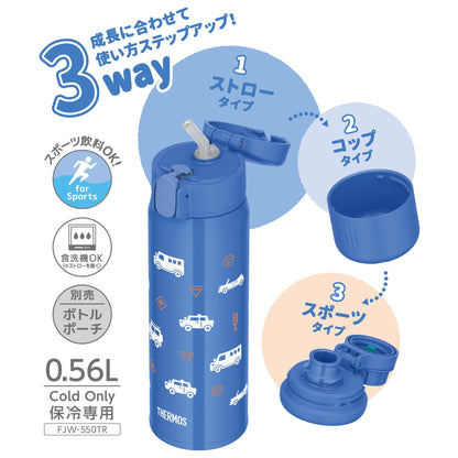 THERMOS 3-Way Vacuum Insulated Bottle 0.56L Cobalt Blue