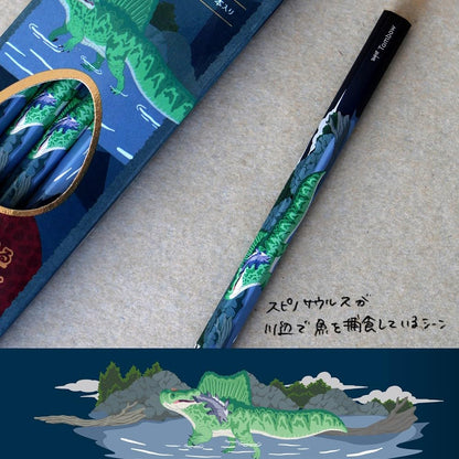 Tombow Dinosaur Themed Pencils Set with Original Cards and Stickers