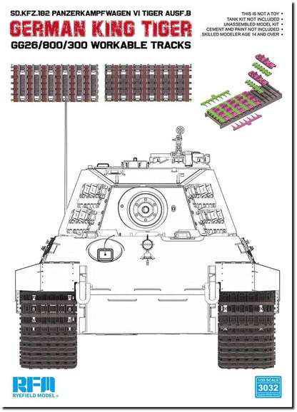 Rye Field Model 1/35 King Tiger Series Gg26/800/300 Type Movable Track Parts