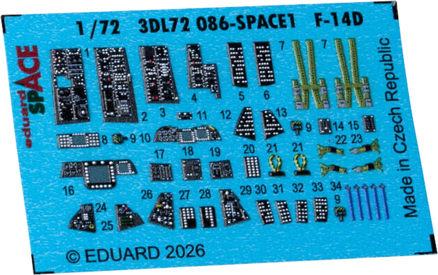 Eduard 1/72 Scale Grumman F-14D Tomcat Model Detail Parts Set
