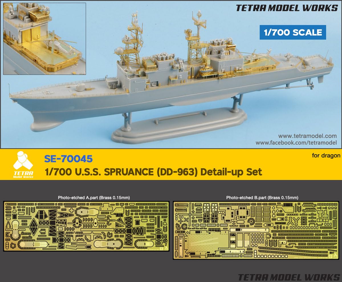 Tetra Model 1/700 Scale DD-963 Spruance Class Destroyer Model Parts
