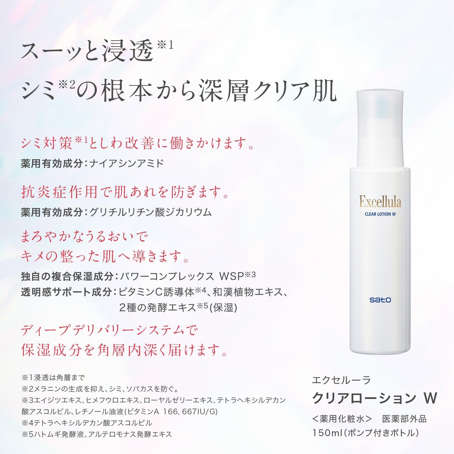 Excelura Clear Lotion W Hydrating Toner 150mL for Japanese Skincare
