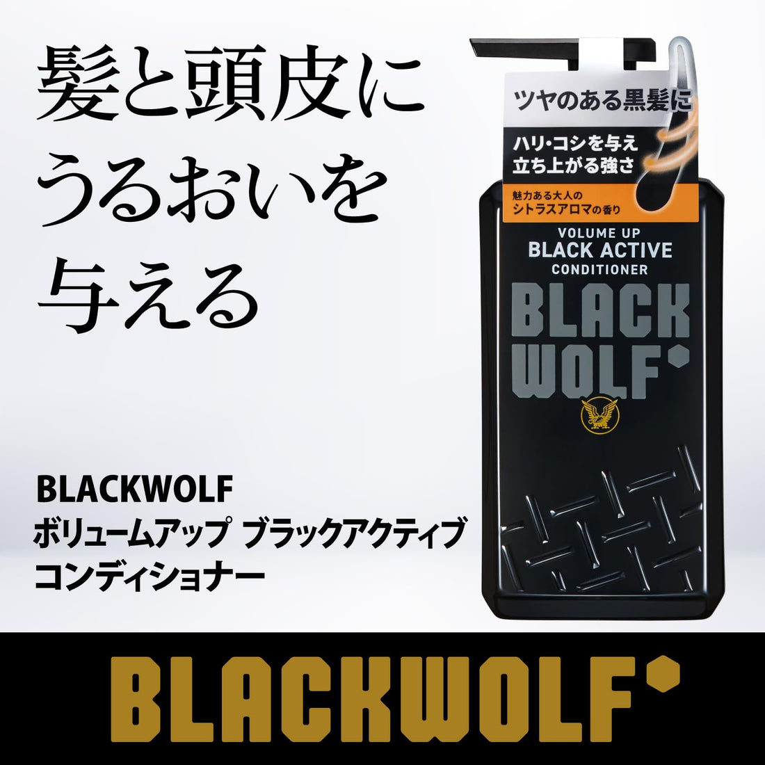 BLACK WOLF Volume Up Black Active Conditioner 380mL for Shiny Hair