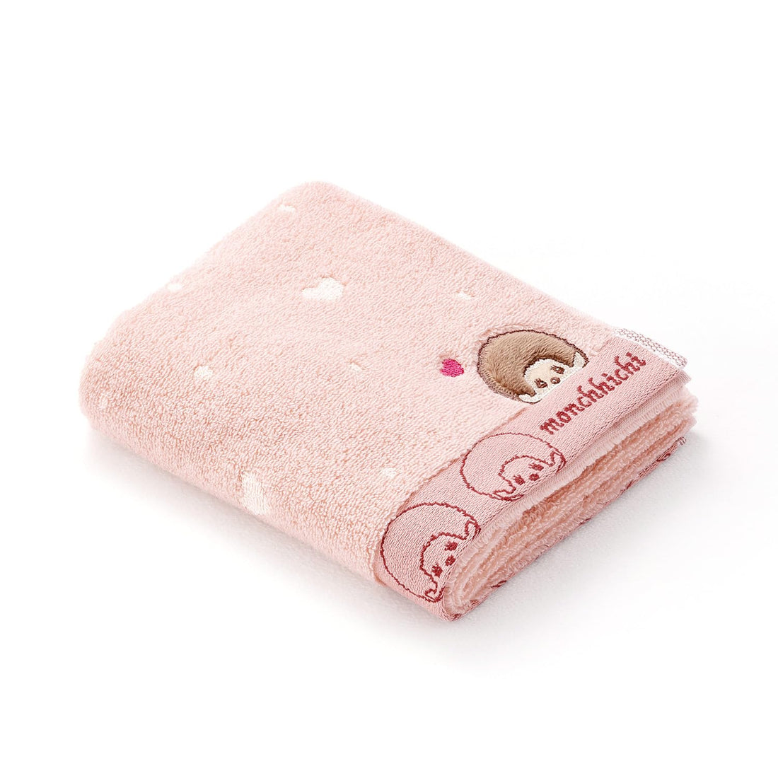 Monchhichi Dot Heart Face Towel Pink 34x80cm Cute Design