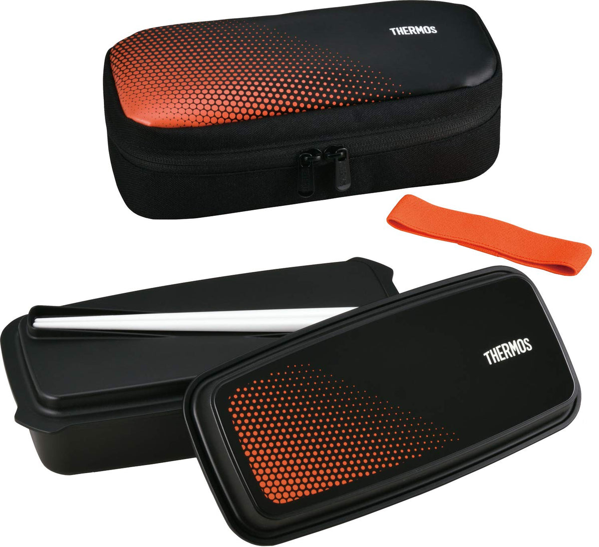 THERMOS Fresh Lunch Box 600ml Black Orange for Japanese Meals