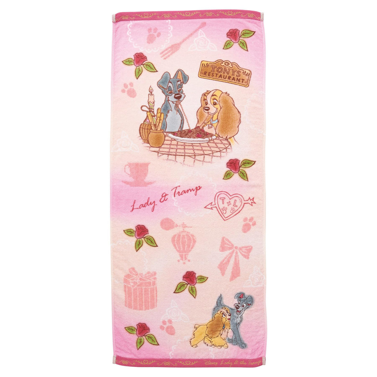 Marushin Face Towel Disney Lady and the Tramp Wonderful Days 34x80cm