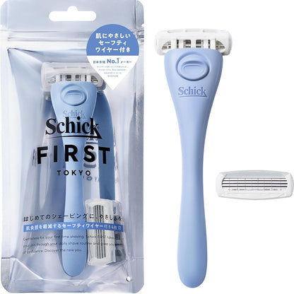 Schick Shaving Holder with Blades in Ocean Blue